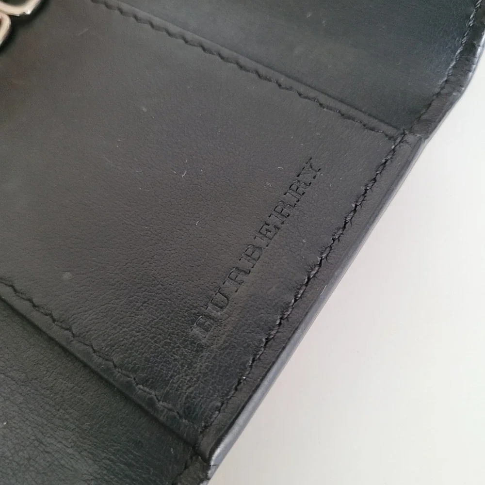Burberry Nova Check Canvas 6 Key Holder Case Wallet Tan Black Silver Tone